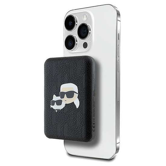 Karl Lagerfeld Powerbank induktív KLPB5FPGKSKCHK 16W 5000mAh fekete/fekete Karl&Choupette fejcsap MagSafe