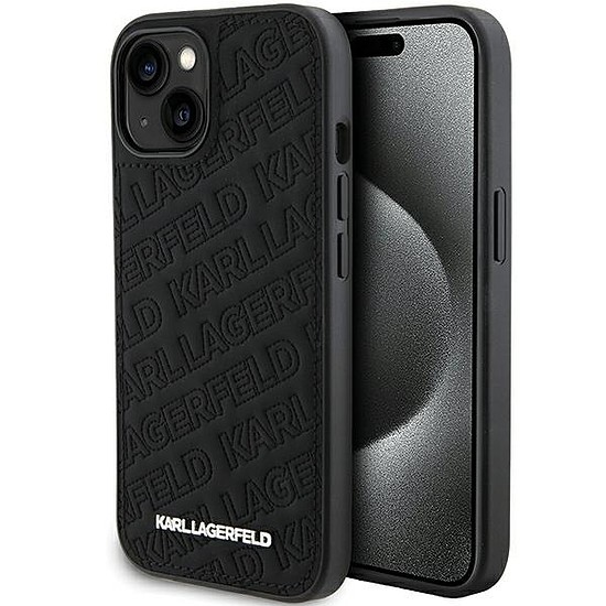 Karl Lagerfeld Quilted K Pattern tok iPhone 15-höz - fekete