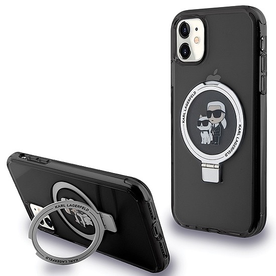 Karl Lagerfeld Ring Stand Karl&Choupette MagSafe tok iPhone 11 / Xr telefonhoz - fekete