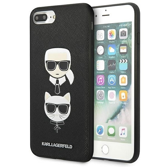 Karl Lagerfeld Saffiano Karl&Choupette Head tok iPhone 7 Plus / iPhone 8 Plus készülékhez - fekete