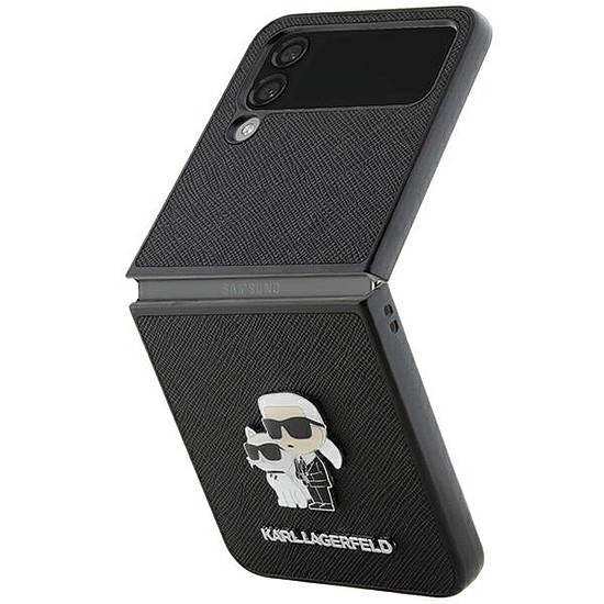 Karl Lagerfeld Saffiano Karl&Choupette Pin tok Samsung Galaxy Z Flip 4-hez - fekete