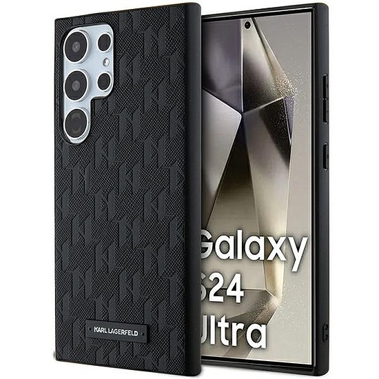 Karl Lagerfeld Saffiano Mono Metal Logós tok Samsung Galaxy S24 Ultra készülékhez - fekete