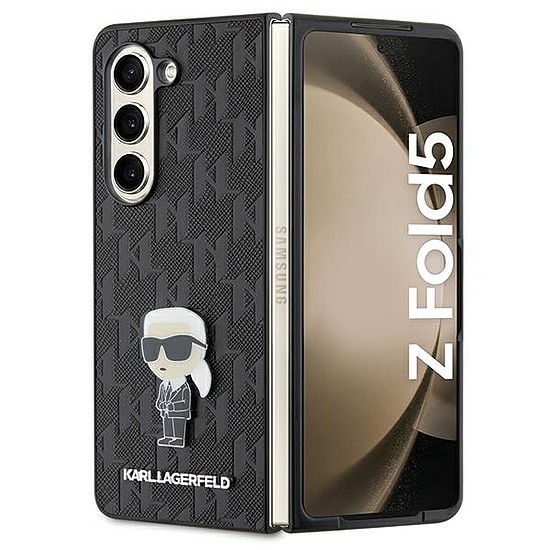 Karl Lagerfeld Saffiano Monogram Ikonik Pin tok Samsung Galaxy Z Fold 5-höz - fekete