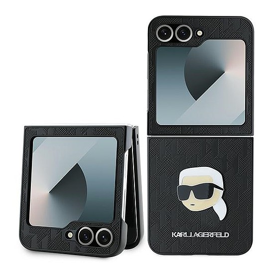 Karl Lagerfeld Saffiano monogram tok Samsung Galaxy Z Flip 6 telefonhoz - fekete