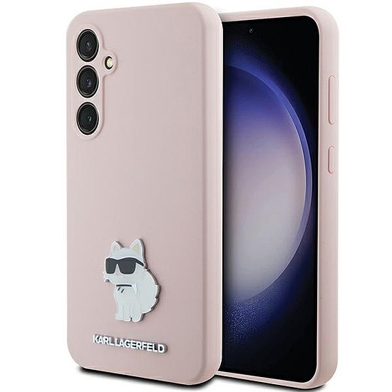 Karl Lagerfeld Silicone Choupette fém tűs tok Samsung Galaxy S23 FE-hez - rózsaszín