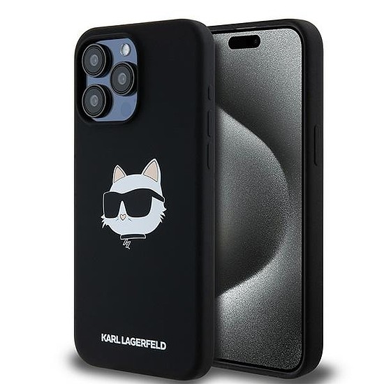 Karl Lagerfeld Silicone Choupette Head MagSafe tok iPhone 15 Pro-hoz - fekete