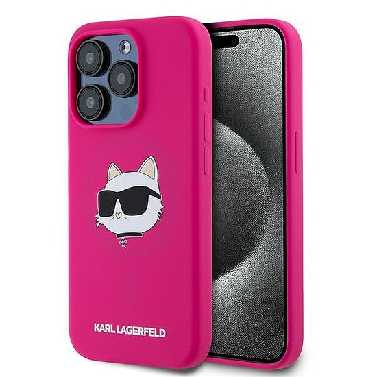 Karl Lagerfeld Silicone Choupette Head MagSafe tok iPhone 15 Pro-hoz - rózsaszín