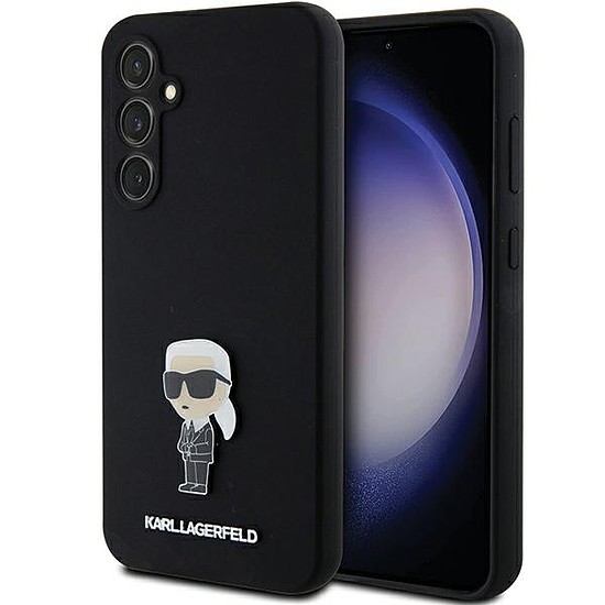 Karl Lagerfeld Silicone Ikonik fém tűs tok Samsung Galaxy S23 FE-hez - fekete