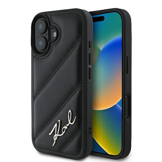 Karl Lagerfeld steppelt Signature iPhone 16 tok - fekete