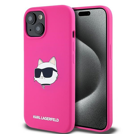 Karl Lagerfeld szilikon Choupette Head MagSafe tok iPhone 15 Plus / 14 Plus telefonhoz - rózsaszín