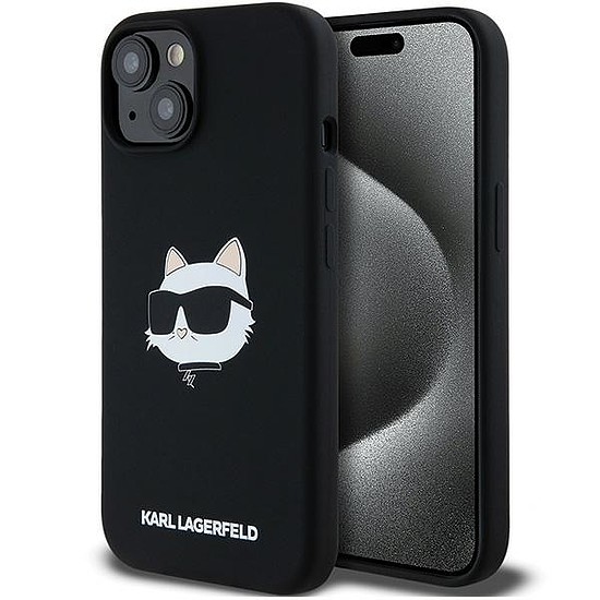 Karl Lagerfeld szilikon Choupette Head MagSafe tok iPhone 15 Plus / 14 Plus telefonhoz - fekete