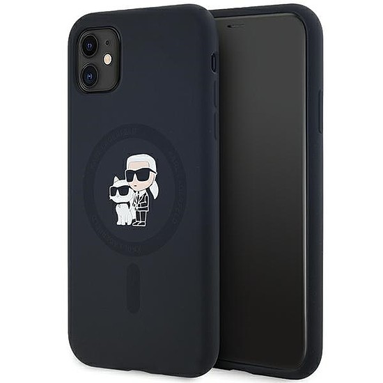 Karl Lagerfeld szilikon Karl&Choupette MagSafe tok iPhone 11 / Xr telefonhoz - fekete