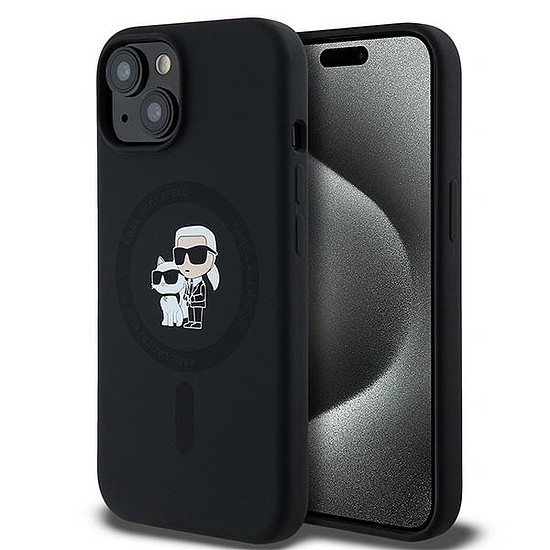 Karl Lagerfeld szilikon Karl&Choupette MagSafe tok iPhone 15 Plus / 14 Plus telefonhoz - fekete