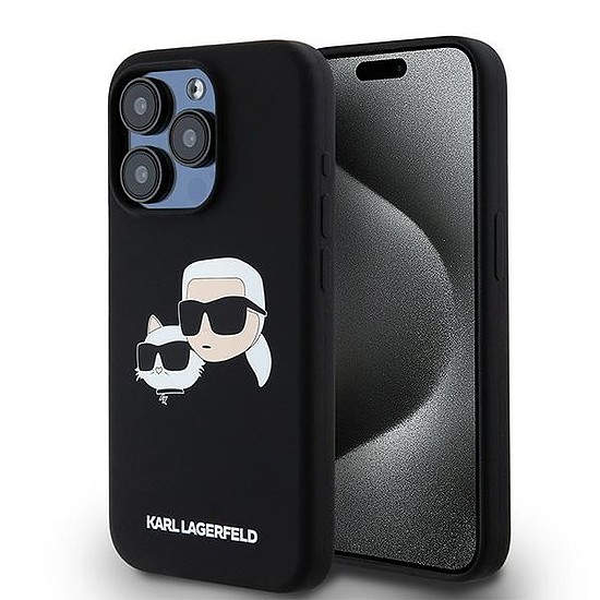 Karl Lagerfeld Szilikon Karl&Choupette MagSafe tok iPhone 15 Pro-hoz - fekete