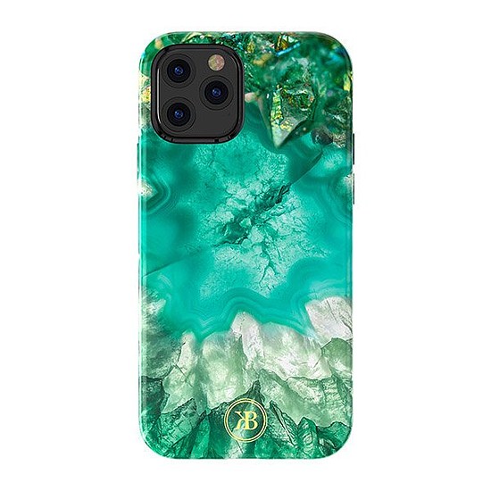 Kingxbar Agate Series tokkal díszített nyomtatott Agate iPhone 12 mini zöld