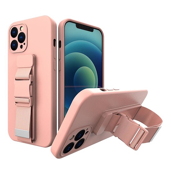 Kötél tok Gél tok lánczsinóros táskával zsinór iPhone XS Max rózsaszín