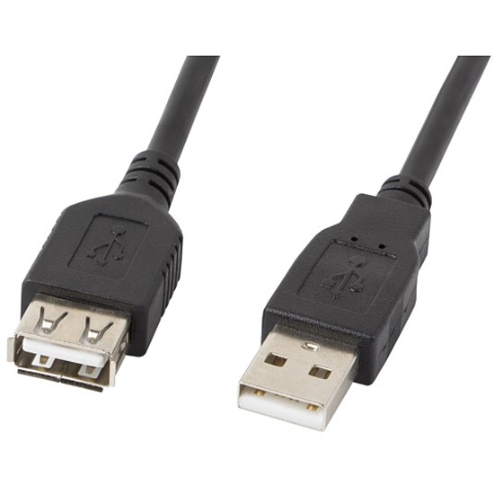 Lanberg USB-A 2.0 (apa - anya) kábel 1.8m - Fekete (CA-USBE-10CC-0018-BK)