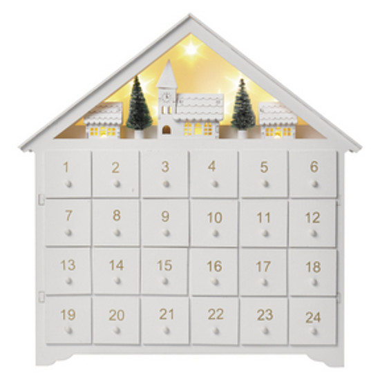 LED adventi naptár, fa, 35x33 cm, 2x AA, beltéri, meleg fehér, időzítő (DCWW02)