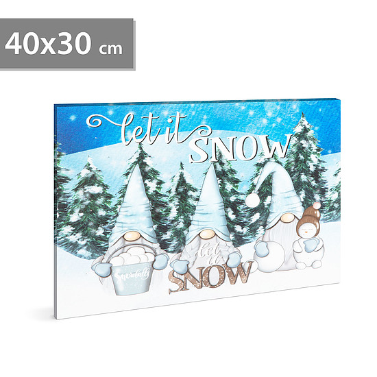 LED-es fali hangulatkép - "Let it snow" - 2 x AA, 40 x 30 cm (58479)