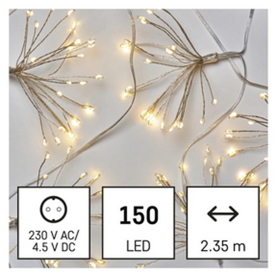 LED fényfüzér - fürtök, nano, 2,35 m, beltéri, meleg fehér, időzítő (D3AW08)