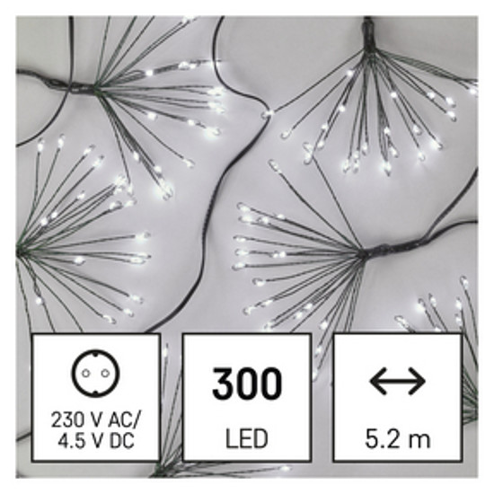 LED fényfüzér - fürtök, nano, 5,2 m, beltérre, hideg fehér, időzítő (D3AC09)