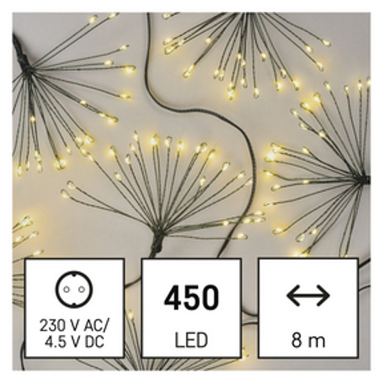 LED fényfüzér - fürtök, nano, 8 m, beltéri, meleg fehér, időzítő (D3AW11)