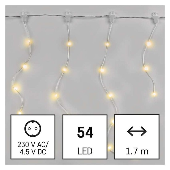 LED karácsonyi drop fényfüzér - jégcsapok, 1,7 m, kültéri és beltéri, meleg fehér, progr. (D3CW01)