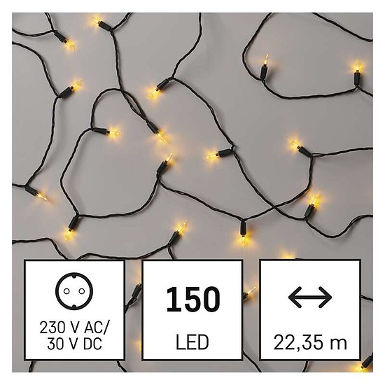 LED karácsonyi fényfüzér - hagyományos, 22,35 m, kültéri és beltéri, vintage (D4AW12)