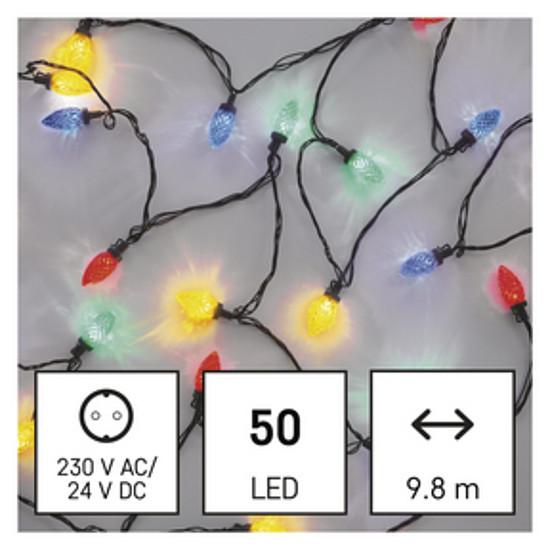 LED karácsonyi fényfüzér, színes égők, 9,8 m, multicolor, többfunkciós (D5ZM01)