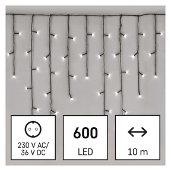 LED karácsonyi jégcsapok, 10 m, kültéri és beltéri, hideg fehér, programokkal (D4CC03)