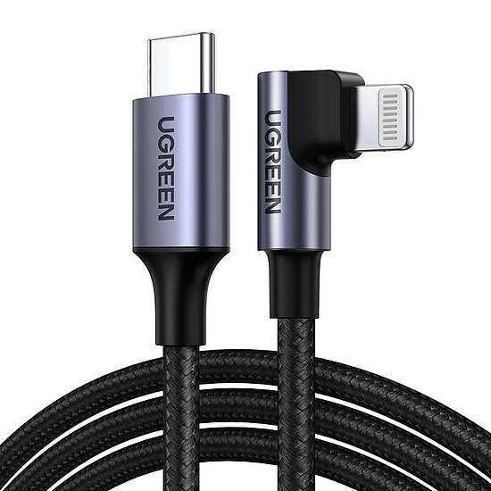 Lightning-USB-C szögletes kábel UGREEN US305, PD, 3A, 1 m, fekete (60763)