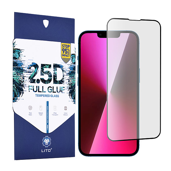 Lito - 2.5D FullGlue üveg - iPhone 13 / 13 Pro / 14 - fekete (KF235895)