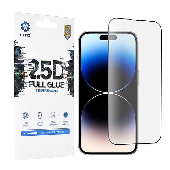 Lito - 2.5D FullGlue üveg - iPhone 14 Pro - fekete (KF2310347)