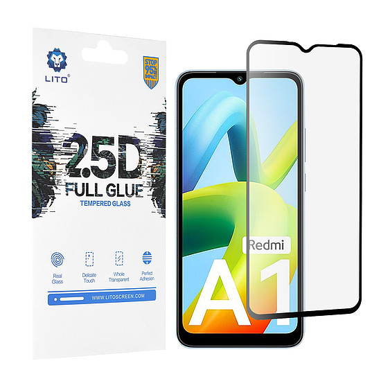 Lito - 2.5D FullGlue üveg - Xiaomi Redmi A1 / A1+ / A2 / A2+ - Fekete