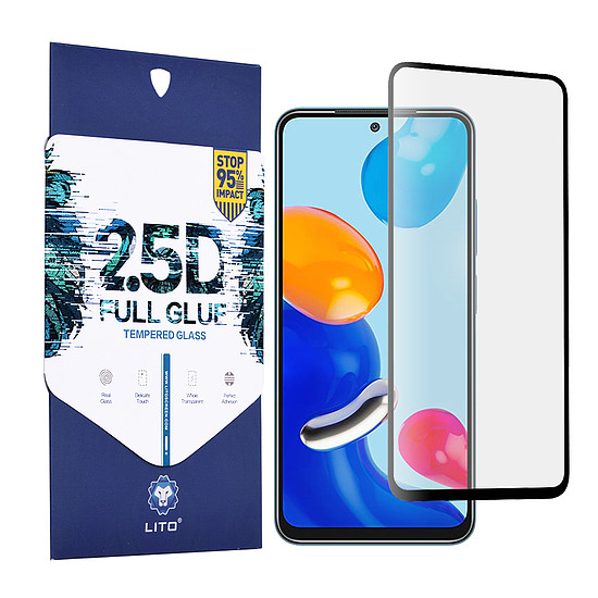 Lito - 2.5D FullGlue üveg - Xiaomi Redmi Note 11 / Note 11S / Poco M4 Pro 4G - Fekete (KF238775)