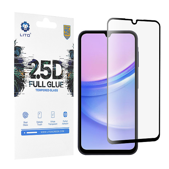 Lito - 2,5D FullGlue üveg - Samsung Galaxy A15 4G / A15 5G / M15 - fekete