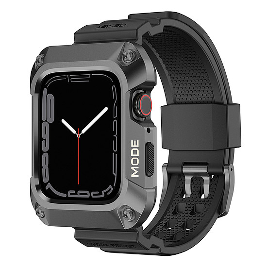 Lito - [Box] Fém RuggedArmor tok + óraszíj (LS002) - Apple Watch 4 / 5 / 6 / SE / SE 2 (44 mm) - Szürke