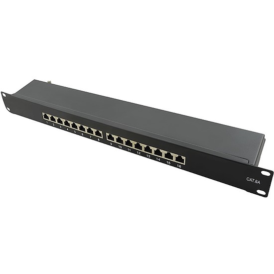 Logilink Cat.6A Patch Panel 16-Port STP, black, fully shielded (NP0076)