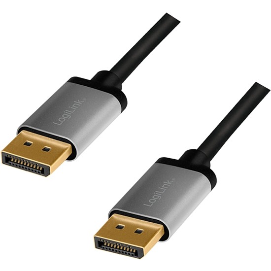 Logilink DisplayPort cable, DP/M to DP/M, 4K/60 Hz, alu, black/grey, 1 m (CDA0100)