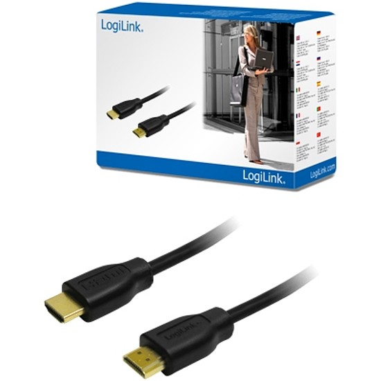 LogiLink HDMI Kábel 1.4, 2x HDMI apa, fekete, 5m (CH0039)