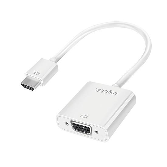 LogiLink HDMI kábeladapter, A/M - VGA/F + 3,5 mm + USB, 1080p, fehér, 0,15 m (CV0150)