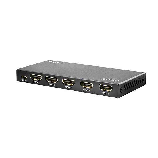 LogiLink HDMI kapcsoló, 4x1 port, 4K/60 Hz, HDCP, HDR, CEC, RC (HD0056)