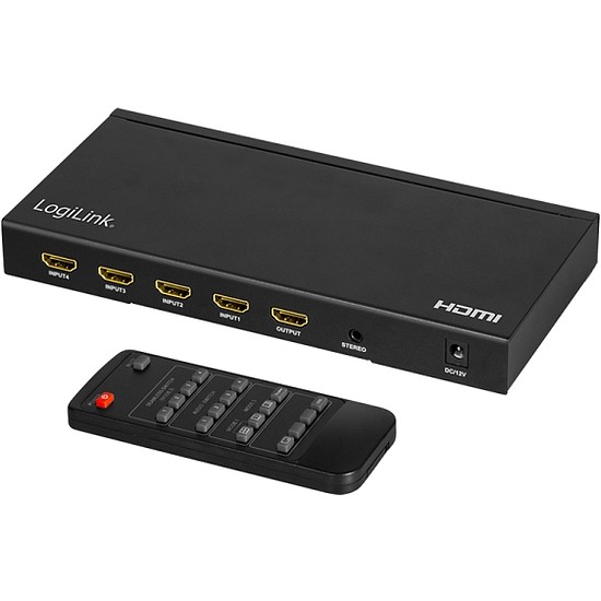 Logilink HDMI switch, 4x1-Port, multiviewer, 4K/30 Hz, scaler, seamless, RC (HD0053)