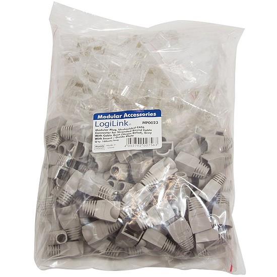 Logilink Modular Plug RJ45 Cat.6 UTP, grey, 100pcs (MP0023)