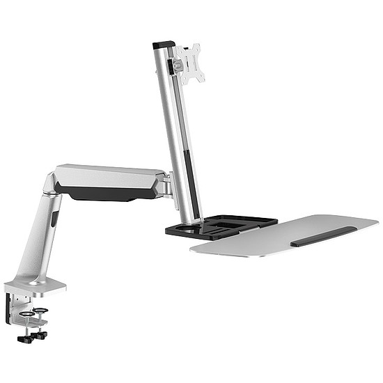 LogiLink Sit-stand workstation monitor desk mount, tilt -15/+15, swivel -90/+90, level adjustment (BP0040)