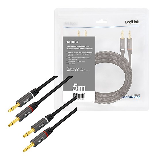 Logilink Speaker cable 2x2,5mm w/ banana plugs, 5m (CA1211)