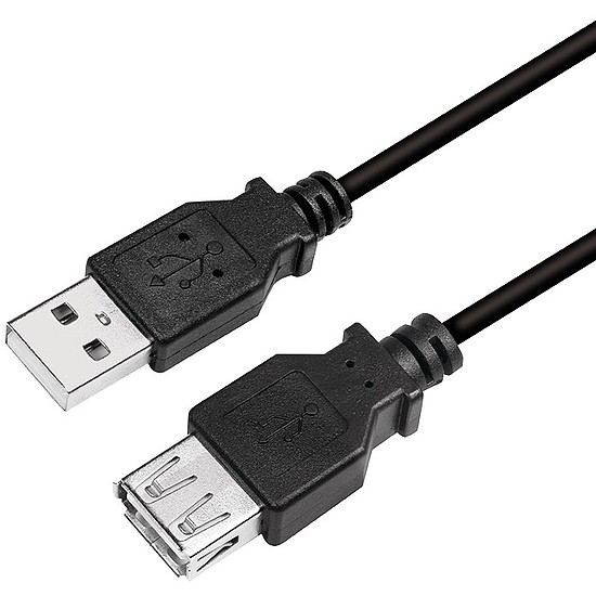 Logilink USB 2.0 Cable, AM to AF, black, 2m (CU0010B)