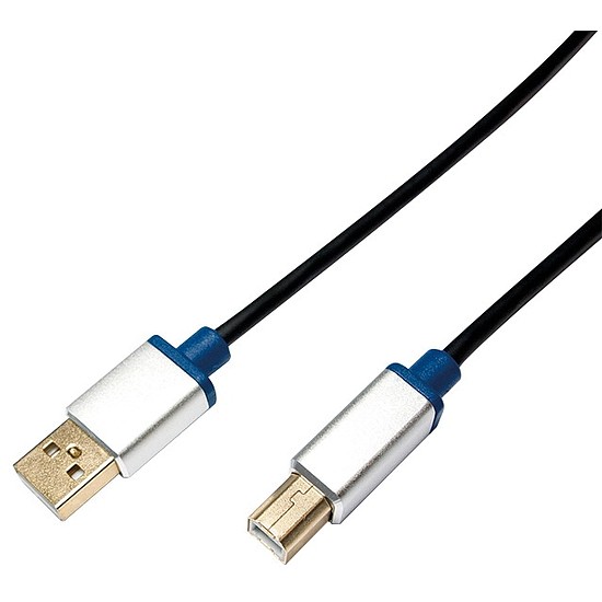 Logilink USB 2.0 cable, AM to BM, aluminum shell, blister, 2m (BUAB220)