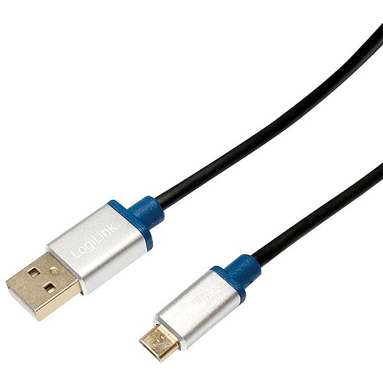 Logilink USB 2.0 cable, AM to Micro BM, aluminum shell, blister, 1m (BUAM210)