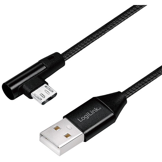 Logilink USB 2.0 Cable, AM to Micro BM, angled plug, black, 0.3m (CU0141)